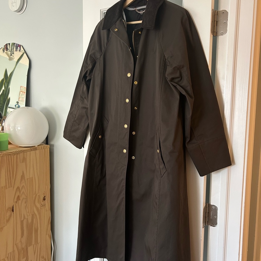 J. Crew Long Barn Jacket in Waxed Cotton Twill